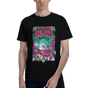 Invader Zim and Doomsday Song Mashup - Black Cotton T-Shirt, Men's Casual Crew Neck Top, Machine Washable - Sizes S to 3XL