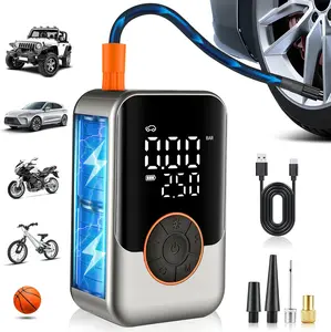 Tire Inflator Portable Air Compressor Cordless, 150 PSI Car Tires Air Pump, Mini Electric Bike Pump with LED Light, Digital Display Pumps for Car, Motorcycle, Bicycle, Balls