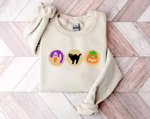 Halloween Sugar Cookie Sweatshirt, Spooky Season Cat Pumpkin Boo Ghost Crewneck, Halloween Cookies Sweat, Retro Fall, Cute Trick Or Treat  T-shirt, sweater and Hoodie