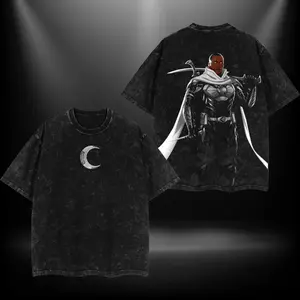 Blade x Moon Knight - What IF Menswear Gift for Movie Fans Top Apparel Classic Oversized Seamless Simple Straight Man Designer Shirts Men's Regular Fit Floral Print Tee Heavyweight Cotton T-Shirts Featuring Epic Panther Design Retro Oversized Cotton