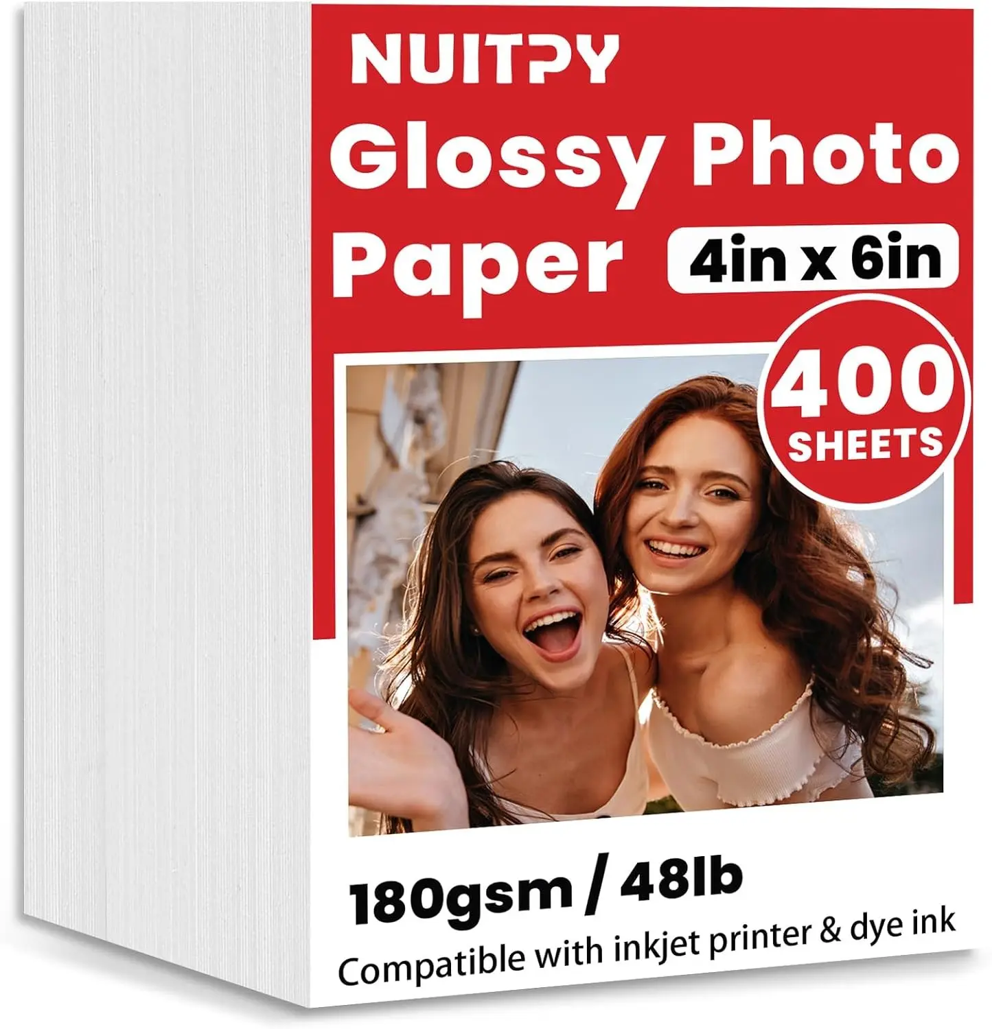 400 Sheets Glossy Photo Paper, 4in x 6in, 180GSM / 48lb | Inkjet Photo Printer Paper, Picture Paper for Photos, Calendars, Brochures, Cards, Menus