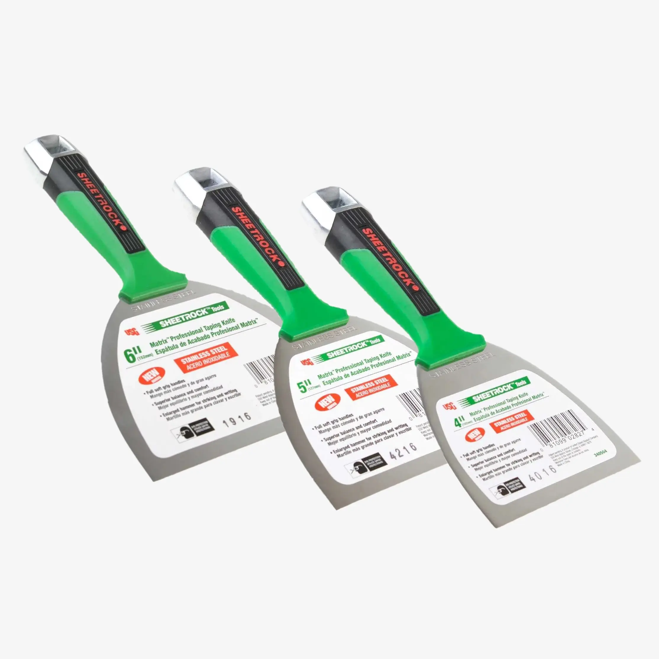 USG Sheetrock Matrix Stainless Steel Professional Joint Knife Set - 6", 5", 4"