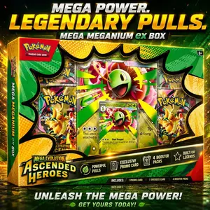 Pokemon Ascended Heroes Mega Meganium EX Official TCG Sealed Box, English Trading Cards for Card Collectibles