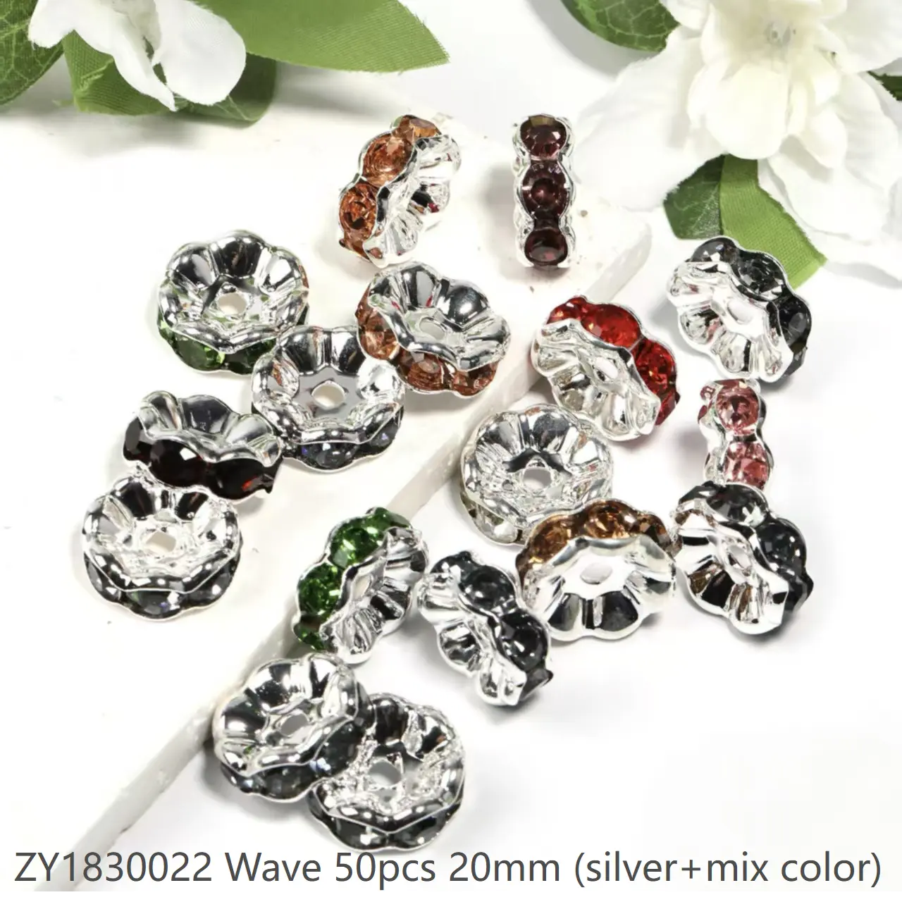 #183 Wave 20mm 50pcs silver+Mix color ZY1830022