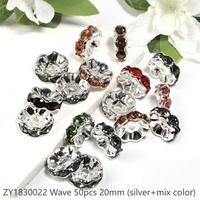 #183 Wave 20mm 50pcs silver+Mix color ZY1830022