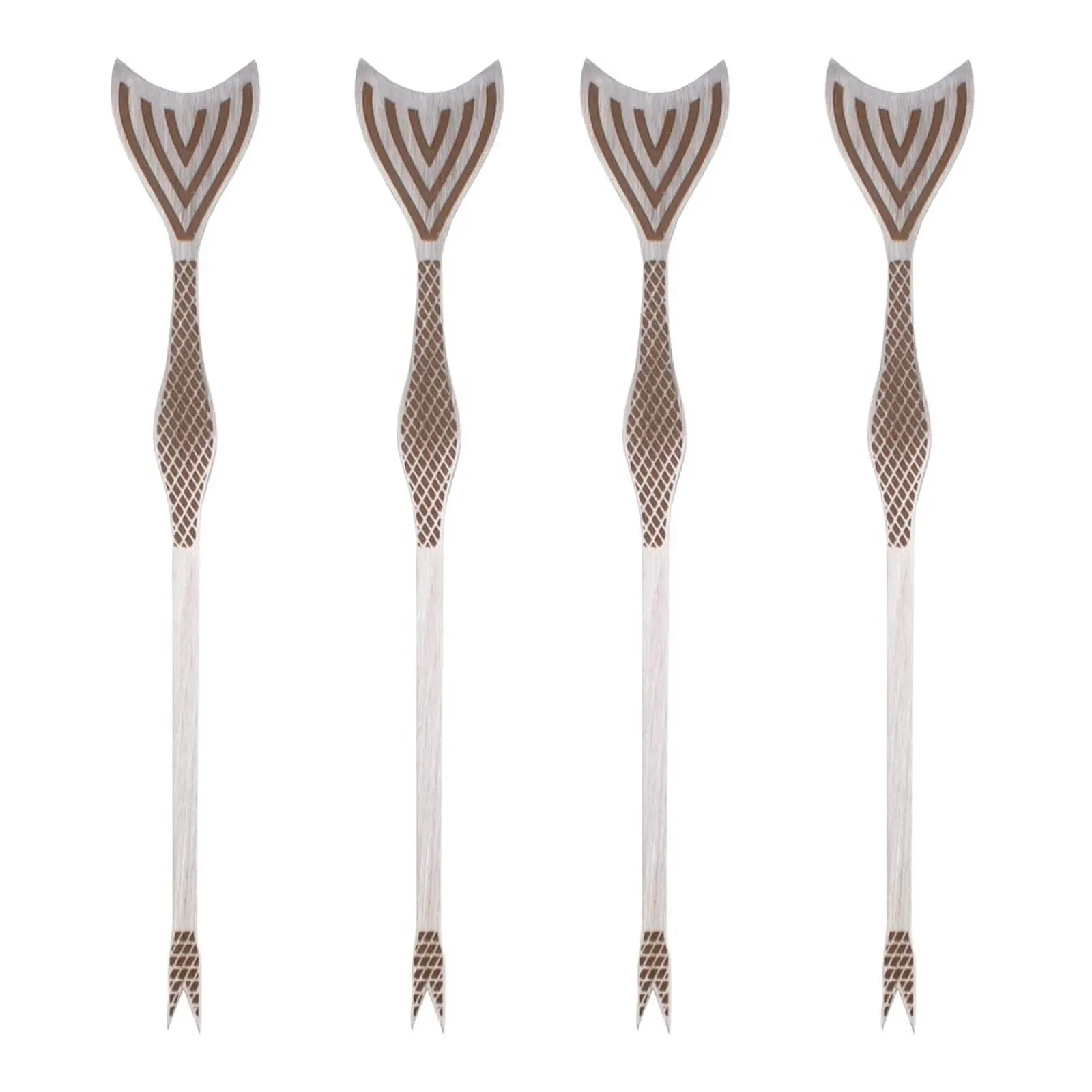 BarConic® Mermaid Tail Stainless Steel Cocktail Picks - 4-Pack Cocktail Sticks for Bar & Kitchen Utensils, Cocktail Cocktail Sticks
