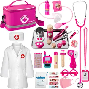Summer Spring Gift Doctor Kit for Kids Girls, 34 Pcs Kids Doctor Kit for Toddlers 3-5 with Medical Storage Bag & Real Stethoscope, Pretend Play Set for Boys Girls Fun Role Playing Game