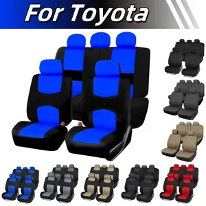 For Toyota 5 Seat Covers Car Auto Front Rear Full Set Flat Cloth Polyester Cushion Pad Protector Mat Durable 4 Season Anti-Slip Breathable Universal