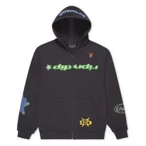 Women's Allure Zip Hoodie - Black, Long Sleeve, Casual Cotton, Graphic Embroidered Sweatshirt
