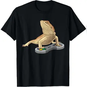 Funny Bearded Dragon Design For Pet Video Game Players T-Shirt Stylish Cotton Tee