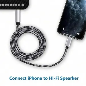 AUX Braided Audio Cable, Car Accessories Type-C/Lightning To 3.5mm Compatible With IPhone 14 13 12 11 Pro Max Plus, 3.5mm Plug Car Accessories
