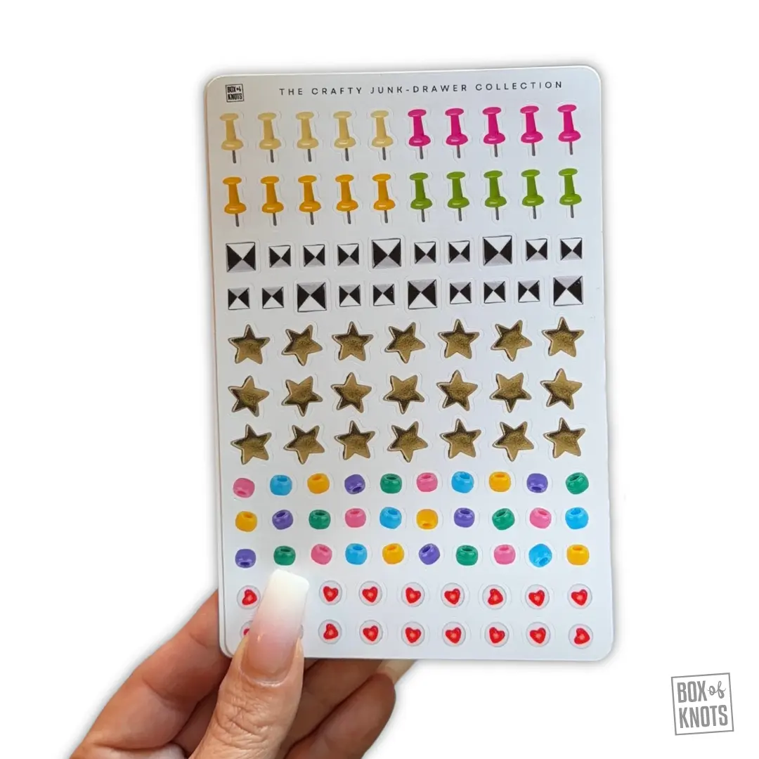The Crafty Junk Drawer Sticker Sheet | Scrapbooking | Journal Stickers | Matte | Decorative Junk Journaling Decor Planner