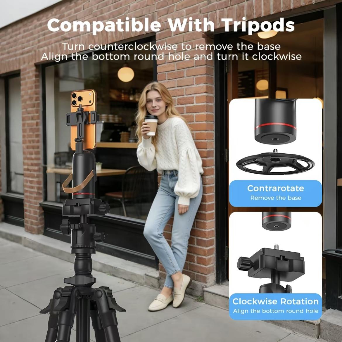 Automatic face-tracking tripod with gesture control, 360° rotation; phone camera mount for body/face shots; smart tracking holder for live vlogging and video streaming; selfie accessories; 360 rotating phone stand Automatic face-tracking tripod with gesture control, 360° rotation; phone camera mount for body/face shots; smart tracking holder for live vlogging and video streaming; selfie accessories; 360 rotating phone stand