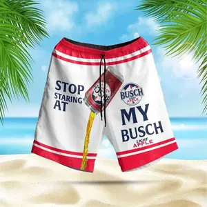 Busch Apple Hawaiian Shorts, Tropical Beer Beach Shorts - Summer Collection, Beer Lover Summer Hawaiian Shorts, Summer Beach Swim Trunks, Lightweight Vacation Outfit, Summer Streetwear Menswear, Hawaiian shorts
