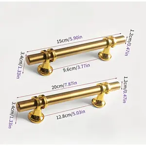 8/16PCS Gold Cabinet Handles Brushed Gold Drawer Pulls Stainless Steel Cabinet Hardware Modern Bar Handles Suitable for Kitchen Bathroom Cabinets