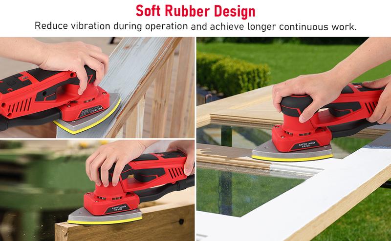 GARVEE Electric Detail Sander with 12 Sanding Paper, 350W Brushless Motor Mouse Sander, Powerful & Low Vibration, 10000 RPM, For Wood Working, Polishing, Carpentry