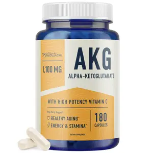 AKG Supplement | 1,100MG Per Serving | 180 Capsules | Alpha Ketoglutarate With Calcium + Vitamin C | For Healthy Aging, Longevity, Energy, and Focus