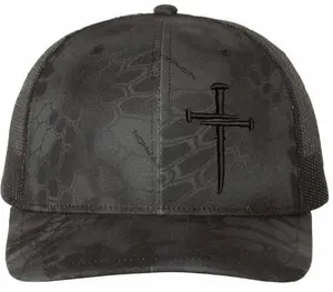 Christian Hats for Men Women Jesus 3 Nail Cross BLACK CROSS