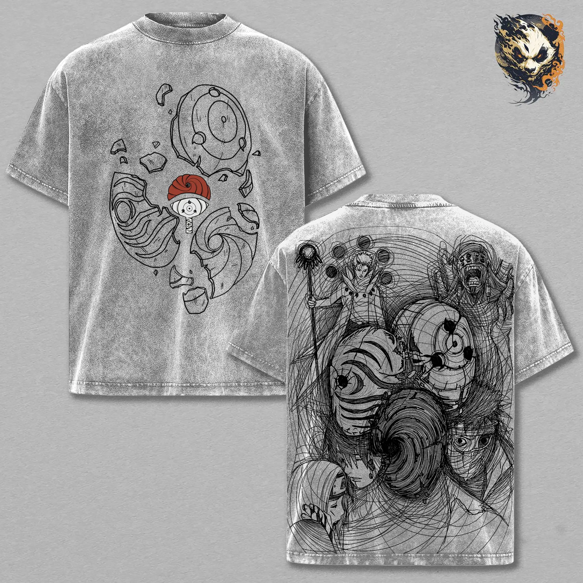 Obito Uchiha Washed Tee – Naruto Shippuden Anime Manga T-Shirt, Minimal Sharingan Mask Graphic Tee, Unisex Oversized Streetwear Shirt, Dark Ninja Aesthetic Tee, Gift for Naruto Fans