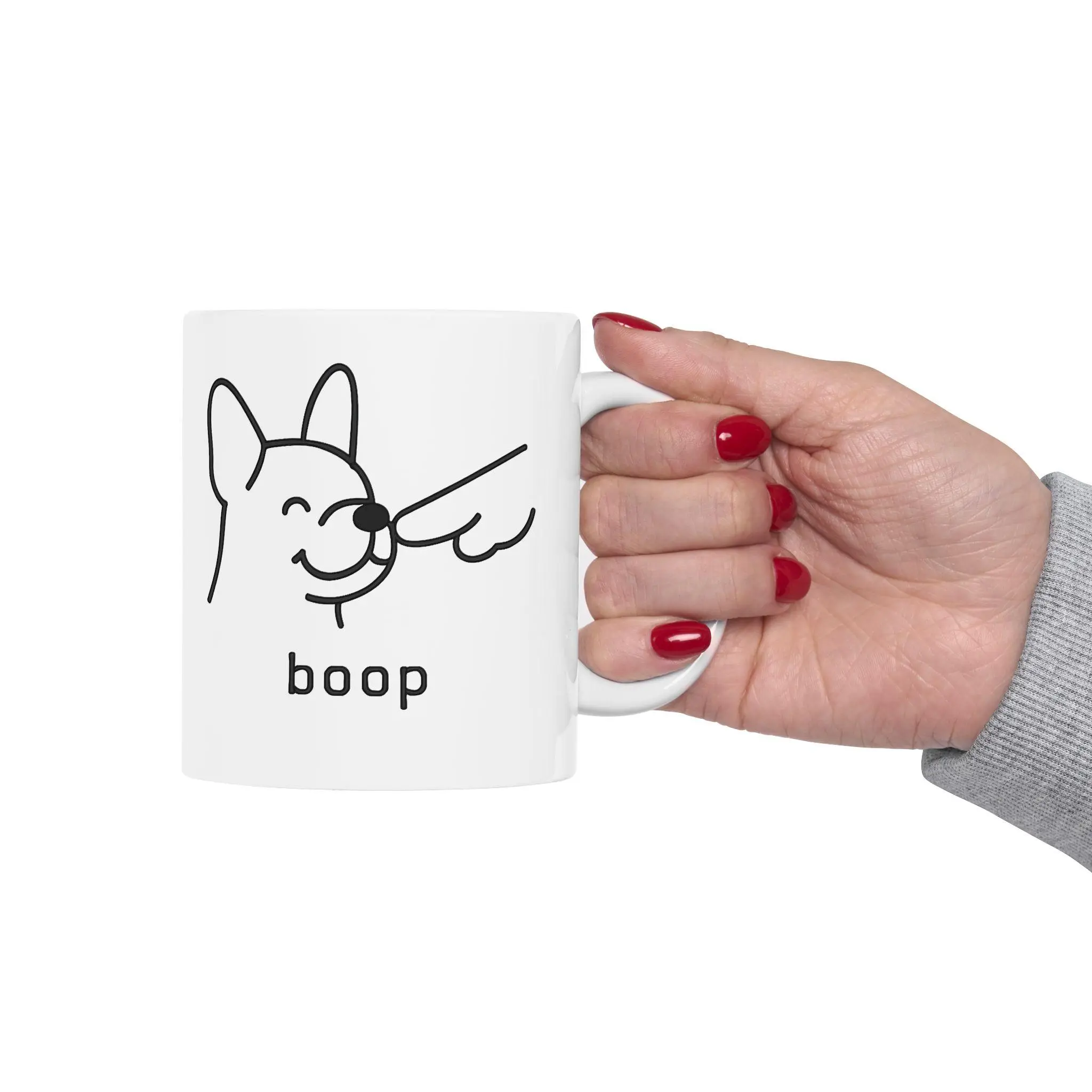 Cute "Boop" Dog Ceramic Coffee Mug - Glossy, Customized, Reusable Drinkware for Dog Lovers - Kitchenware Tea Cup