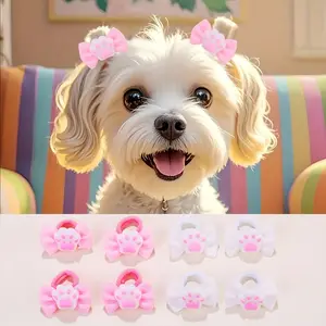 4pcs pet hair accessories, a cute long-haired dog bow hair accessories with mild fur, suitable for routine grooming of dogs and a styling accessory.