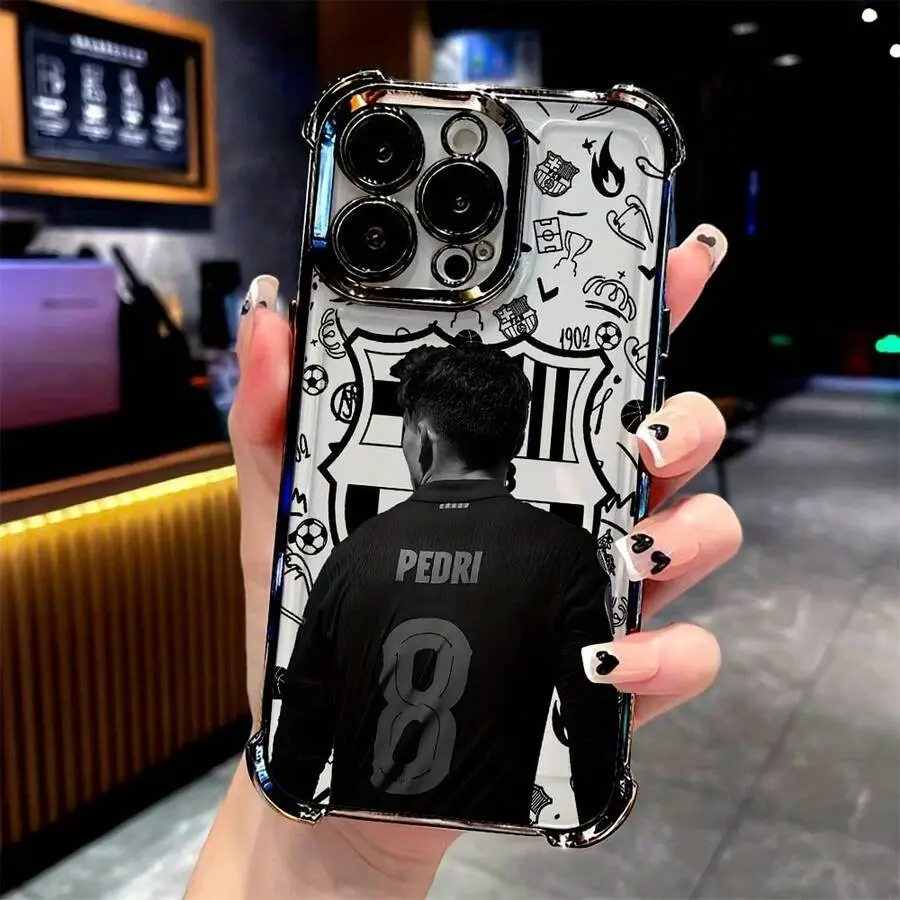 P-Pedri No.8 Barcelona Player Smartphone Case - Transparent Soft Acrylic Anti-Fall Back Cover for iPhone 17,16,15,14,13,12,11 Pro,Max,Air,X,XS Max,Plus & Samsung S26,S25,S24,S23,S22 Ultra,FE,Plus - Cellphone Handheld Devices Accessories, Casing, Custom, C