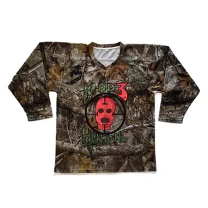 Mod3 Hunting "R3Al Tr33 Camo" Vintage Hockey Jersey with Camouflage Design and Bold Logo