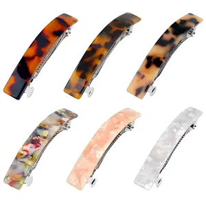 6 Pcs Tortoise Shell Hair Barrettes, Flat Hair Clips Hair Accessories for Women Girls Mom Acetate French Design Holiday Birthday Gifts