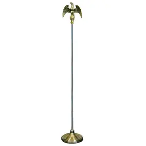 8ft Collapsible Aluminum Flag Pole Kit, Adjustable Height, Aluminum Pole with Gold Base, Eagle Top for Flag Support