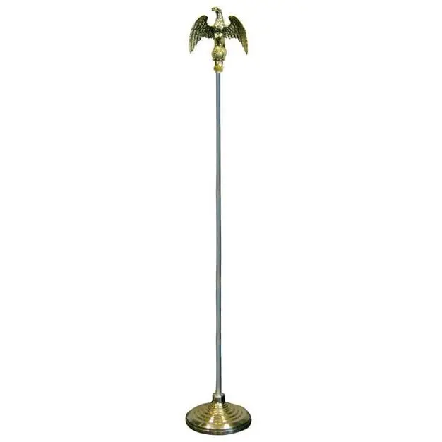 8ft Collapsible Aluminum Flag Pole Kit, Adjustable Height, Aluminum Pole with Gold Base, Eagle Top for Flag Support, Supports Flags