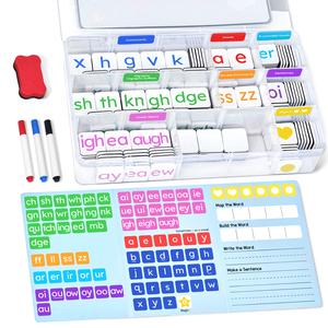 JoyCat Phonics Magnetic Letter Tiles- Hooked on Phonics, ABC Reading Games Set with Word-Building Folder & Storage Case, Letter Sound Alphabet Letters, Spelling Learning Game for Kids 3+, Preschool Pre k Classroom Materials