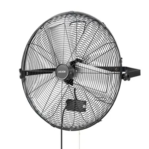 【fathersdaygift】VEVOR 24-in Wall Mount Fan3-Speed Mechanical ControlLong Airflow DistanceAdjustable Rotation AnglePowerful for IndustrialCommercial UseBlack
