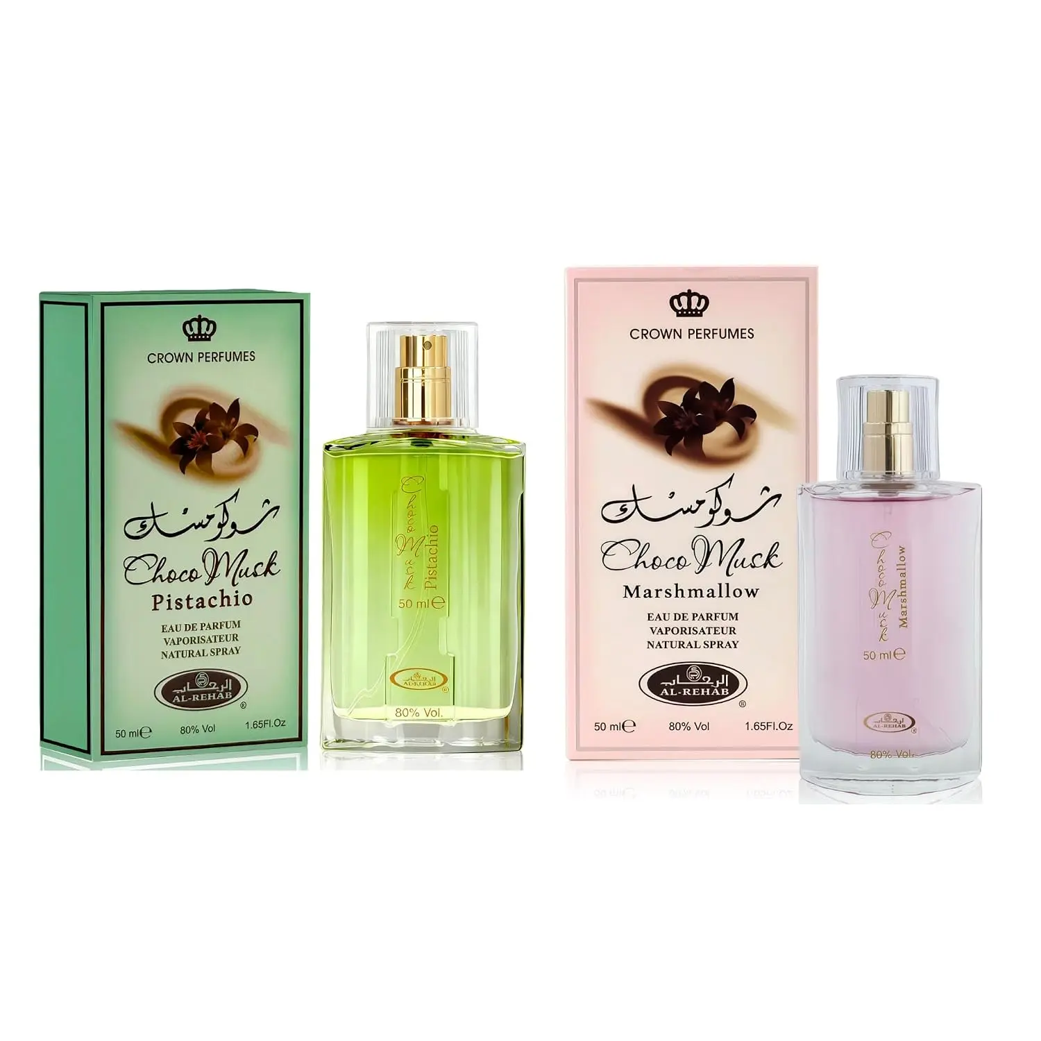 Choco Musk Marshmallow & Pistachio Cologne Set 1.65 Fl Oz x 2 | Long Lasting Gourmand Warm Perfume for Women & Men | Eau de Parfum Duo Fragrance Gift