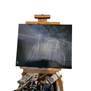 Memories by Mimi Original 16”x 20” Acrylic Painting on Stretched Canvas "Relámpago del Catatumbo" Unique Artwork for Any Room. Ideal for Decor and Hangable. Inspired by Lightning Over Lake Maracaibo.