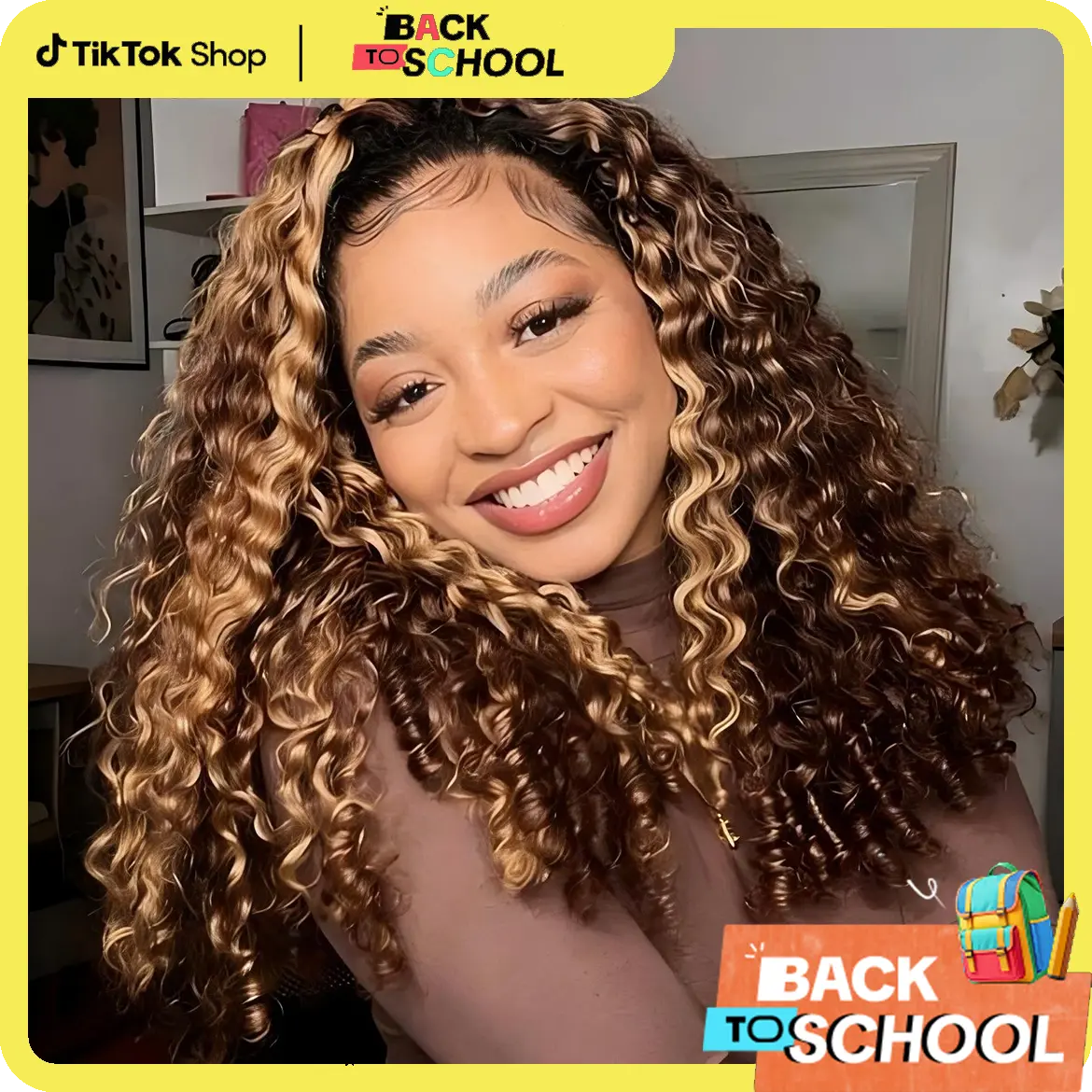 [Highlight Half Wig] STERLY 4/27 Highlight Half Wig Human Hair Burmese Curly Wig for Women 180% Density 3 In 1 Seamless Flip Over Half Wigs Beginner Friendly Glueless Wigs with Spiral End FB30 Curly Half Wig Drawstring #TikTokShopBackToSchool#SohoChic