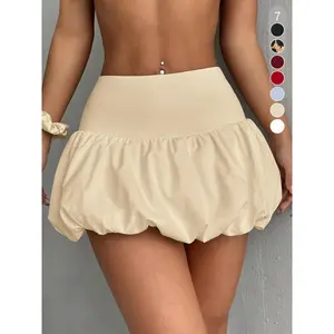 Women's solid color/full print bubble skirt, casual and fashionable short skirt, suitable for all seasonsRAIMENTRY
