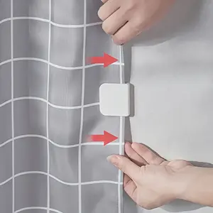 4Pcs Windproof Shower Curtain Clip,Bathroom Curtain Fixed Buckle, Punch-free Shower Curtain Fastener,Multifunctional Shower Curtain Clips,Adhesive Curtain Clips for Bathrooms,Bathroom Accessory,Prevent Splashing and Secure Shower Curtains Plastic Hooks