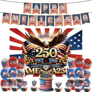 Usa 250th Anniversary Patriotic Parade Float Decoration Kit, Independence Day Party Supplies, Includes Banner, Balloons, Props, Background Cloth