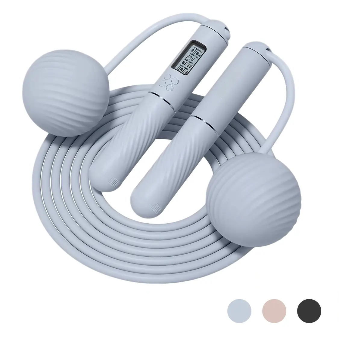 2 In 1 Jump Rope With Counter - Cordless, Weighted Ropeless Skipping Rope With Large Ball for Fitness Exercise,Speed Skipping Rope for Women Men, Adjustable Jumping Rope with Alloy & Silicone Handle for Workout Boxing Aerobic Exercise
