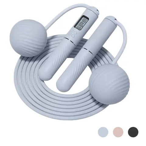 2 In 1 Jump Rope With Counter - Cordless, Weighted Ropeless Skipping Rope With Large Ball for Fitness Exercise,Speed Skipping Rope for Women Men, Adjustable Jumping Rope with Alloy & Silicone Handle for Workout Boxing Aerobic Exercise