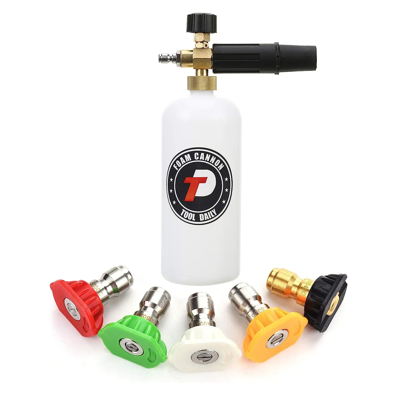 Tool Daily Pressure Washer Foam Cannon, 1L Adjustable Foam Lance (1000-3000 PSI), 1/4 Inch Quick Connector, 5 Nozzle Tips for Car Washing & Detailing, DealsForYouDays,toolupgrade