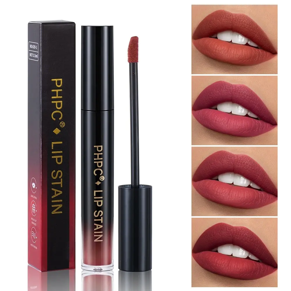 Phpc Matte Velvet Lip Gloss - 4 Colors, Long-Lasting, Easy Application, Brightening, Ideal for Students