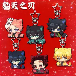 Cute Anime Cat Keychain, Demon Slayer Character Acrylic Charm, Anime Fan Collectible Gift