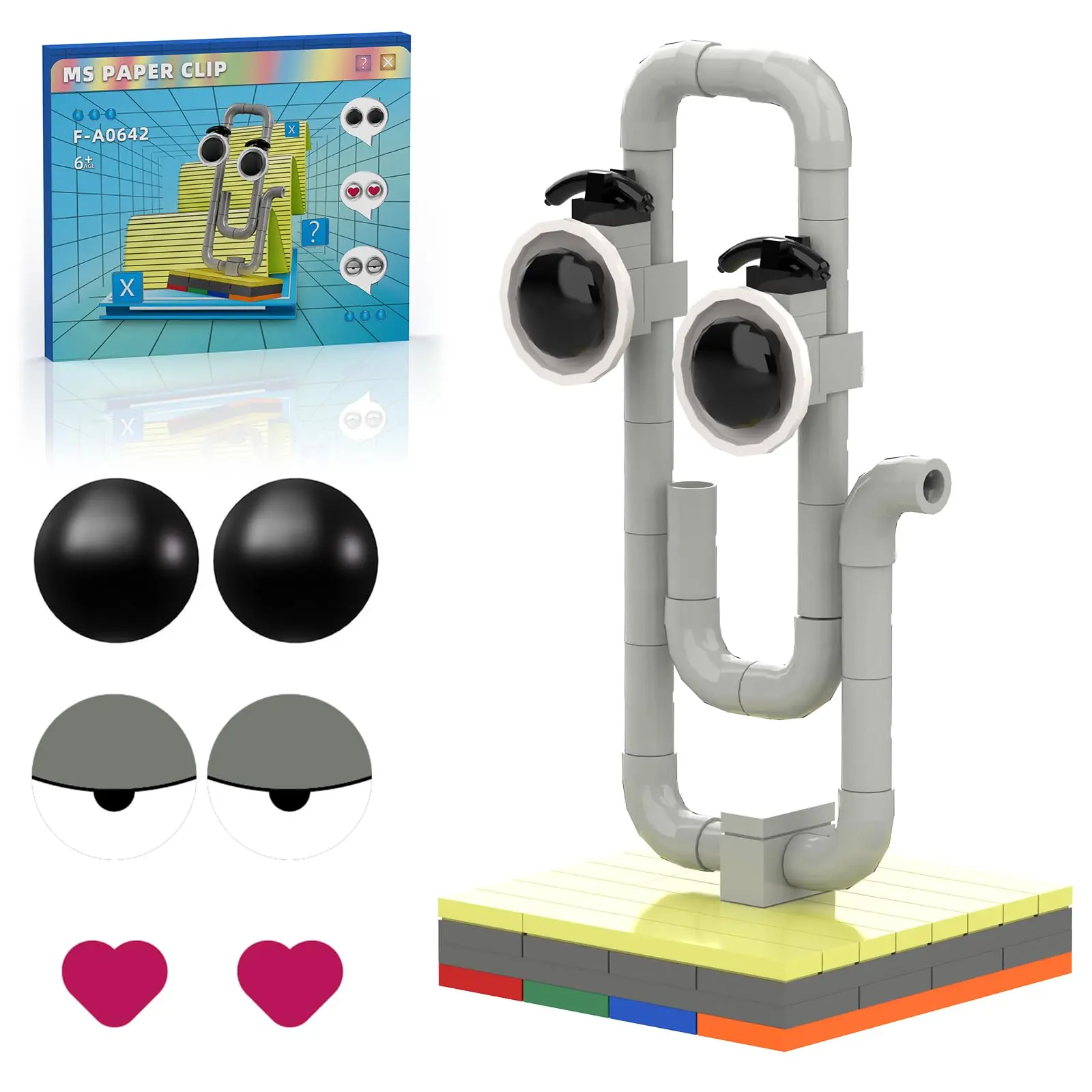 TENHORSES Clippy MS Office Assistant Building Blocks F-A0642 Compatible with Cute Vintage Clippy Model Toy Set for Ages 6+ Funny Birthday White Elephant Gifts for Adults Boys Kids