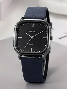 Minimalist Square Dial Men Watch Casual Fashion Leather Strap Quartz Wristwatch Man Clock Reloj Hombre Montre Homme Casual Trendy Wristwatch