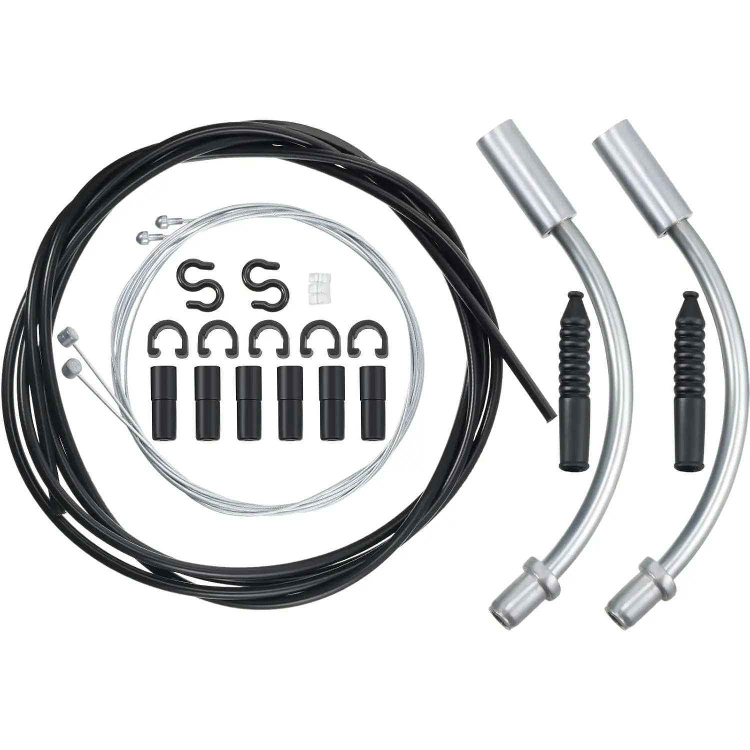 Bicycle Brake Cable Housing Kit with 1 Set of Bicycle Line, 2 V-Bike Noodle Cable Guide Pipes, 2 Plastic Hoses - All-Seasons Fit for Road & Mountain Bikes for Cycling Enthusiasts