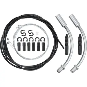 Bicycle Brake Cable Housing Kit - 1 Brake Line, 2 V-Bike Noodle Cable Guide Pipes, 2 Plastic Hoses for Road, Mountain Bicycles
