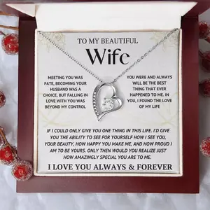 Necklace Jewellery with Gift Box & Message Card To My Wife - Gifts For Women, Anniversary Gift For Wife