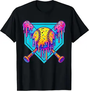 Youth and Adult Ice-cream Drip Boys Baseball and Bat T-Shirt or Sweatshirt, baseball #lifestyle kids clothes, baseball drip, Game Day outfit,Trending tee, birthday gift, summer outfit, holiday outfit, funny shirt, youth clothing, gift for son and daughter