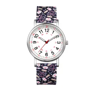Ladies Quartz Analog White Dial Easy Read Silicone Strap Doctor Watches